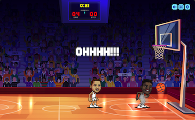 BasketBros Gameplay Screenshot - Fast-paced Basketball Action BasketBros gameplay screenshot showing intense basketball action with players dunking and scoring